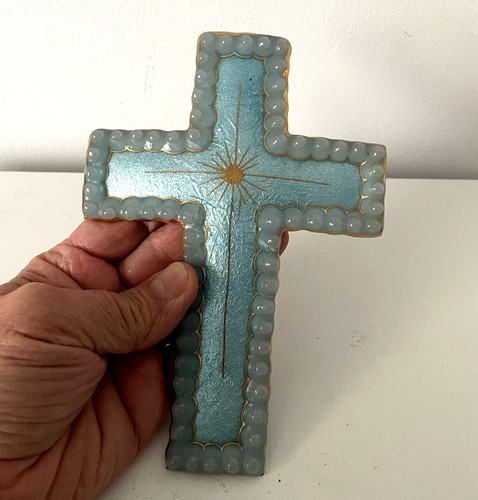 Crucifix email sur - , cuivre