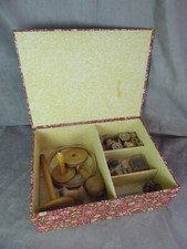 SEWING BOX, fabric, and its contents. 2.