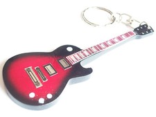 Porte-clé en bois en forme de guitare Les Paul vermillon de Slash