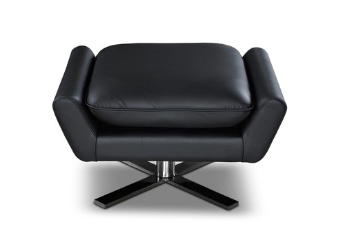 Pouf cuir noir avec pied - pouf,
