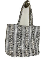 Sack Fith Avenue White and Black Python Pattern Extra Large Tote Bag.