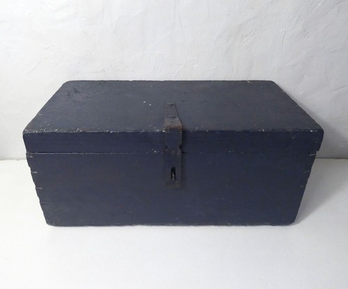 Ancien coffre bois bleu - coffre,