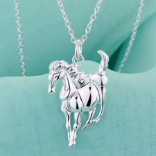 Collier en argent 925 Pendentif cheval avec sa chaine pour Homme ou Femme