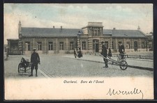 Old postcard Charleroi, Gare de l'Ouest 1905 