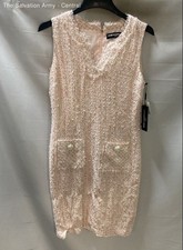 Karl Lagerfeld Womens Pink Sleeveless Pockets Back Zip Sheath Dress Size 8