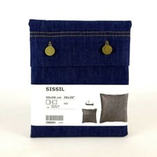 NEW Ikea SISSIL Pillow Cushion Cover 20" x 20" Blue Jean Denim w/Brass Buttons
