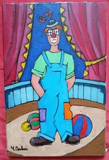 Beautiful oil of the twentieth century by yves DUBOS "the Clown" painter side Akoun