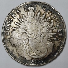 RARE Monnaie Argent, 1 Thaler 1789 Charles Theodore (Konventionstaler) BAVARIA