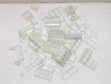 LEGO LOT OF 60 CLEAR BRICKS many very small and holes VGC