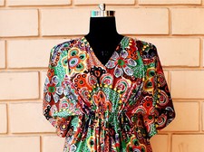 Robe Maxi Caftan Colorée À Fleurs Multicolores