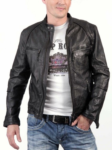 Veste moto motard cuir - de,