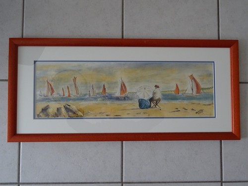Grand tableau gouache signé - grand,