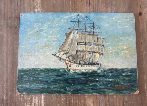 Huile sur panneau bateau - , et