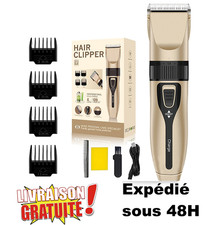 Tondeuse Cheveux Professionnelle Rechargeable Lames Inox + 4 Sabots Coupe Homme