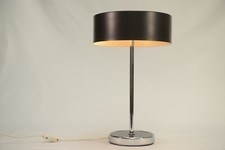 Design Chrome Metal Desk Lamp, Black Lacquered Shade 1970s