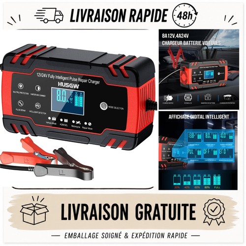 Chargeur batterie 12v 24v - batterie, 8a
