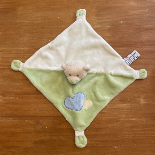 Doudou ours plat carré vert - doudou,