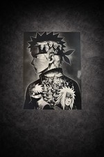 Tableau Naruto Hokage noir et