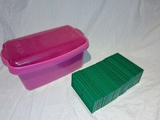 Lot LEGO STORAGE BOX BOÎTE DE RANGEMENT + 1kg =25 PLAQUES ÉPAISSES VERT Vintage