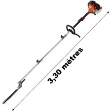 Taille-haies thermique sur perche, 52 cm3, 3 CV, longueur 3.30 mètres