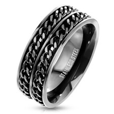 BAGUE ANNEAU HOMME ACIER NOIRE