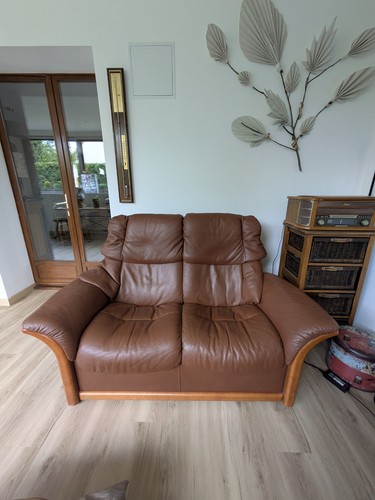 Canapé cuir places marron - cuir,