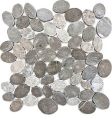 Pierre Naturelle Carrelage Mosaïque Gris Gravillons Steinkiesel Douche 10 Nattes