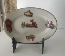 PETIT PLAT RAVIER PORCELAINE ANNEES 50/60 DECOR AUX LEGUMES DECO CUISINE