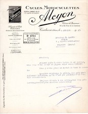 ALCYON motorcycle cycles - year 1937 - COURBEVOIE - commercial letter