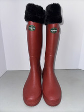 Le Chameau Iris Red Boots EU 40 US 7.5 Plush Fur Lined Rubber Hunting Gardening