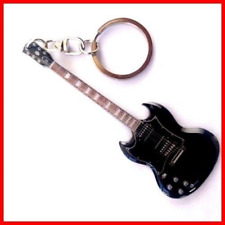 GUITARE MINIATURE PORTE CLÉ ! GIBS0N SG Noir Black Gaucher Hard Rock Heavy Metal