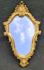Miroir style Baroque/Louis XV, En bois Doré Décor Palmette/Volutes/Blason, 46x27