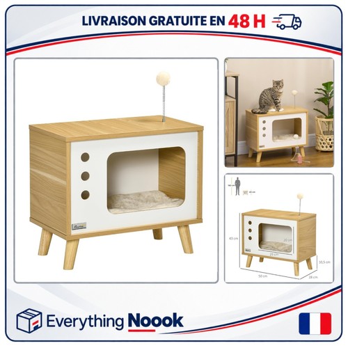Pawhut maison niche pour chat - niche,