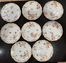 Haviland Co Limoges for  Davis Collamore NY Luncheon Plates 8 1/2" Flowers - 8