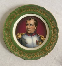 assiette décorative Napoleon Porcelaine Fine Bord Vert Et Doré  Style Empire