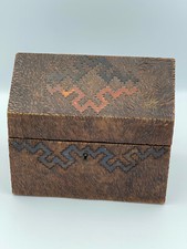 Beautiful early 20th wooden box geometric decor pyroengraving department stores Louvre