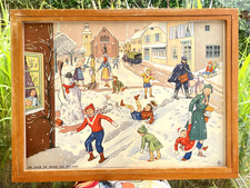 superbe ancienne affiche scolaire rossignol bataille neige poste facteur