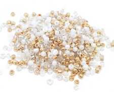 LOT 500 PERLES DE ROCAILLE DORE OR BLANC - Ø 4 mm 6/0 - CREATION BIJOUX