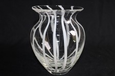 Antique Murano glass vase, white and transparent, height 17.5 cm
