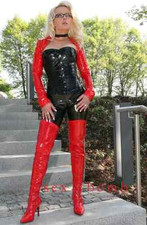 Sexy Bottes Cuisse Talon 13 Rouge Brillant à Partir De N.36 Au 46 Zip Latérale