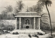 Kao Tang temple chine à Macassar Indonésie expédition gravure 1843