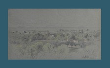 Dessin ancien, Édouard-Auguste Imer 1820-1881. "Paysage d'Italie."