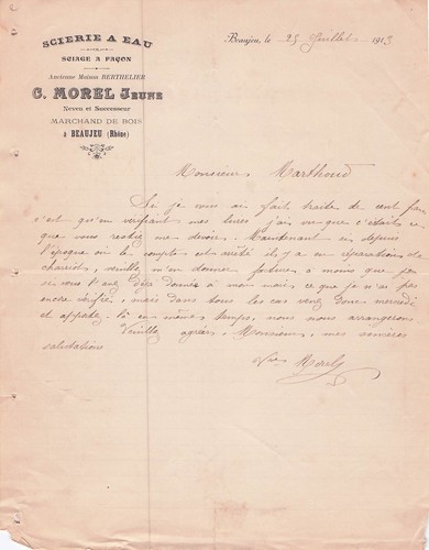 Beaujeu scierie morel - 69, 1913
