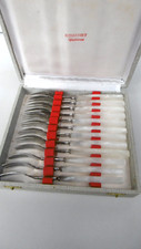 12 Stainless Dessert Forks Mother-of-Pearl Sleeve