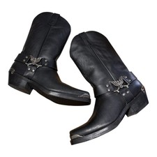 Laredo Mens Leather Chopper Eagle Harness Moto Boots  sq Toe11 D NWOT