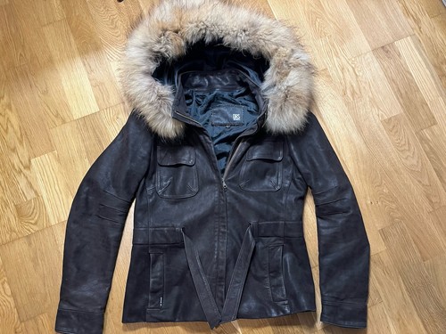 Manteau cuir col fourrure - manteau,