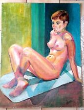 FEMALE NUDE PAINTING SIGN SUZANNE OUVRIER ART PAINTING PARIS ON PANEL