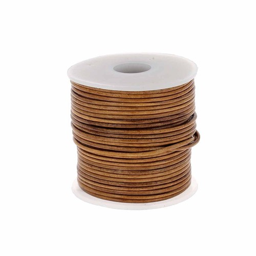 Lacet cuir teinté rond - cuir,