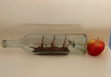 Bateau 3 mats en bouteille 19ème - art populaire Diorama