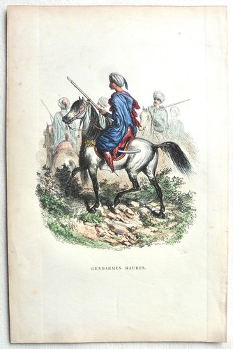 Gravure couleur gendarme - gravure,